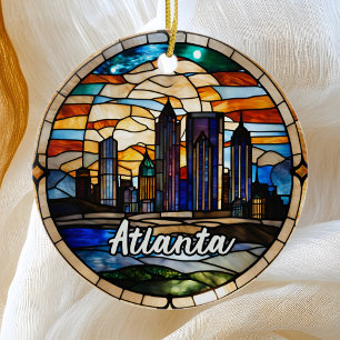 Custom Atlanta Skyline  Ceramic Tree Decoration