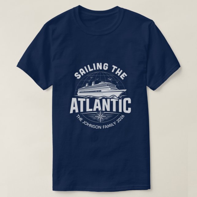 Custom Atlantic Cruise Vacation Group Matching T-Shirt (Design Front)