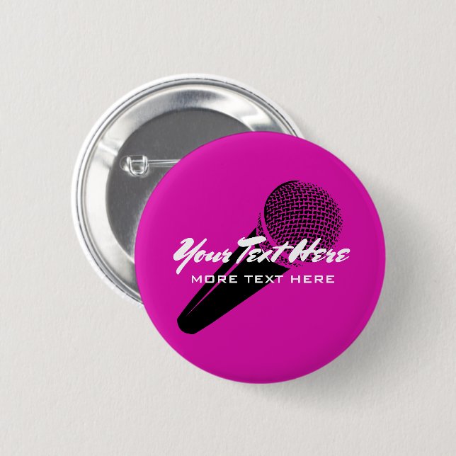 Custom audio mic microphone karaoke pinback button (Front & Back)