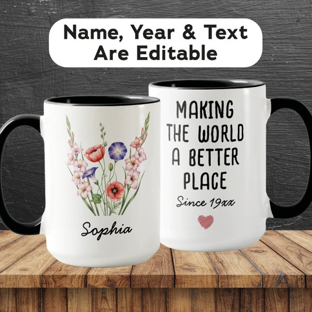 Custom August Birth Flower - Personalised Name Mug (Creator Uploaded)