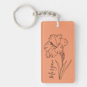 Custom August Gladiolus Birth Flower Gift for Birt Key Ring