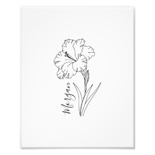 Custom August Gladiolus Birth Flower Gift for Birt Photo Print