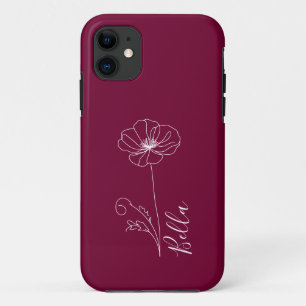 Custom August Poppy Birth Flower Gift for Birthday iPhone 11 Case