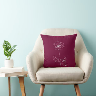 Custom August Poppy Birth Flower Gift for Birthday Cushion
