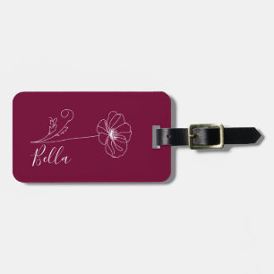 Custom August Poppy Birth Flower Gift for Birthday Luggage Tag