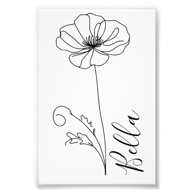 Custom August Poppy Birth Flower Gift for Birthday Photo Print (Front)