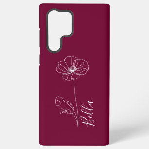Custom August Poppy Birth Flower Gift for Birthday Samsung Galaxy Case