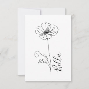 Custom August Poppy Birth Flower Gift for Birthday Thank You Card