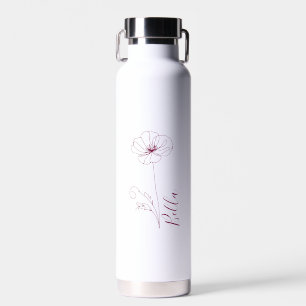 Custom August Poppy Birth Flower Gift for Birthday Water Bottle