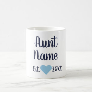 Custom Aunt Established Navy & Baby Blue Mug