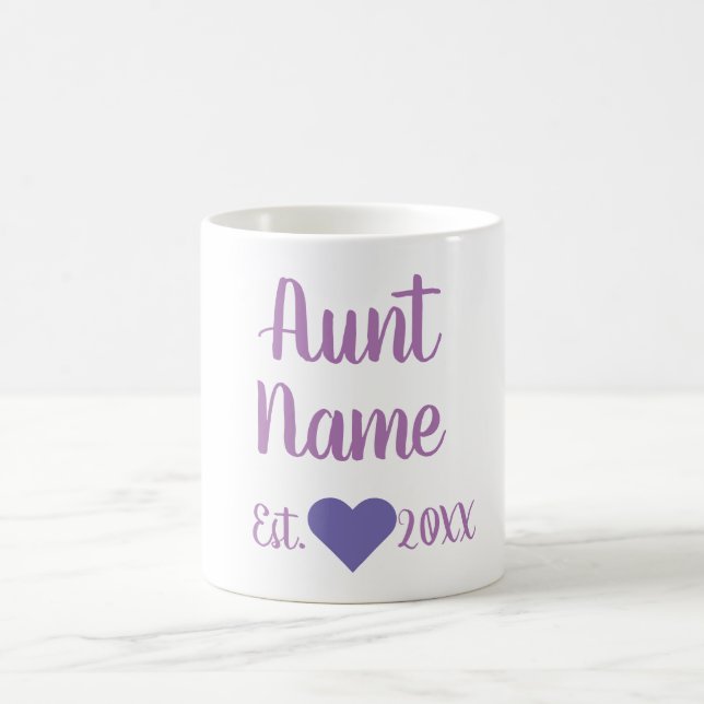 Custom Aunt Established Purple Mug (Center)