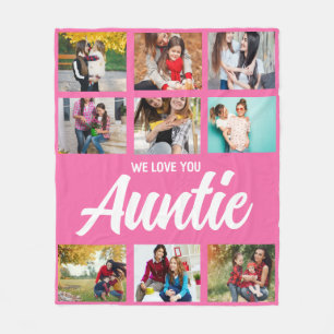 Custom Aunt Photo Throw Gift with Kids Names Fleece Blanket