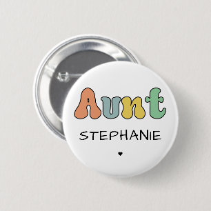 Custom Aunt Retro Gift   Auntie Personalised 6 Cm Round Badge