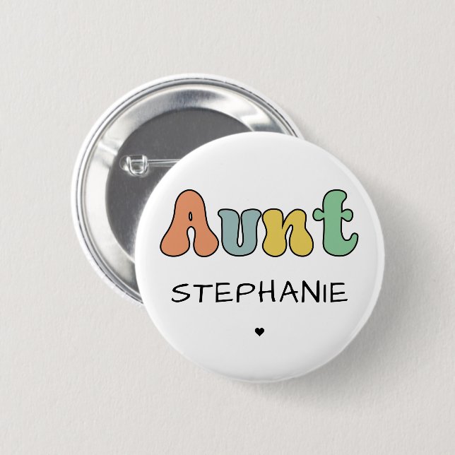 Custom Aunt Retro Gift | Auntie Personalised 6 Cm Round Badge (Front & Back)