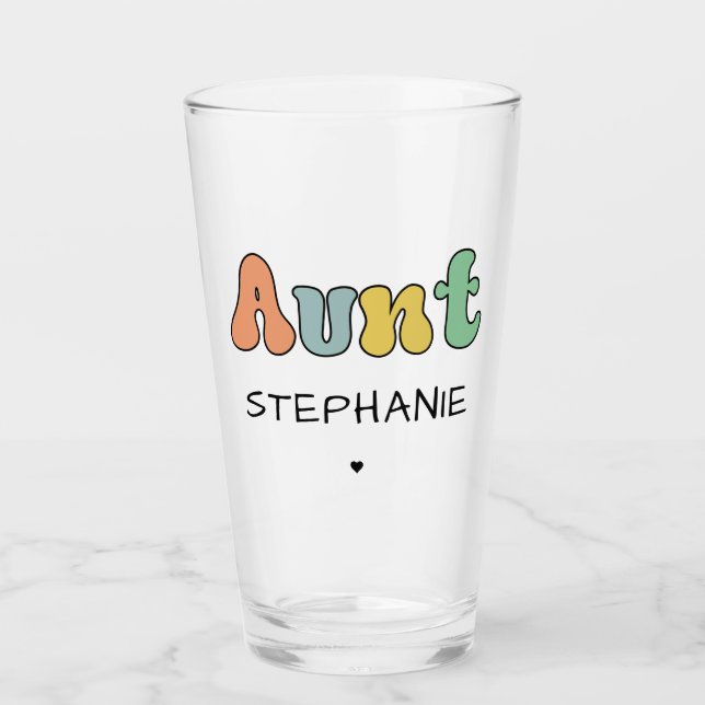 Custom Aunt Retro Gift | Auntie Personalised Glass (Front)