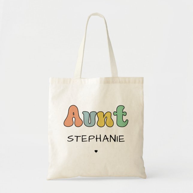 Custom Aunt Retro Gift | Auntie Personalised Tote Bag (Front)