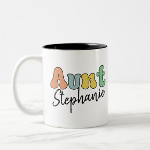Custom Aunt Retro Gift   Auntie Personalised Two-Tone Coffee Mug