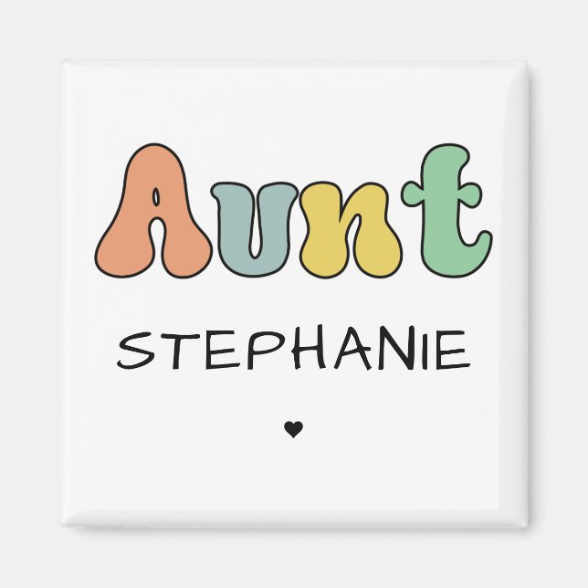 Custom Aunt Retro Gift | Auntie Personalized Magnet (Front)