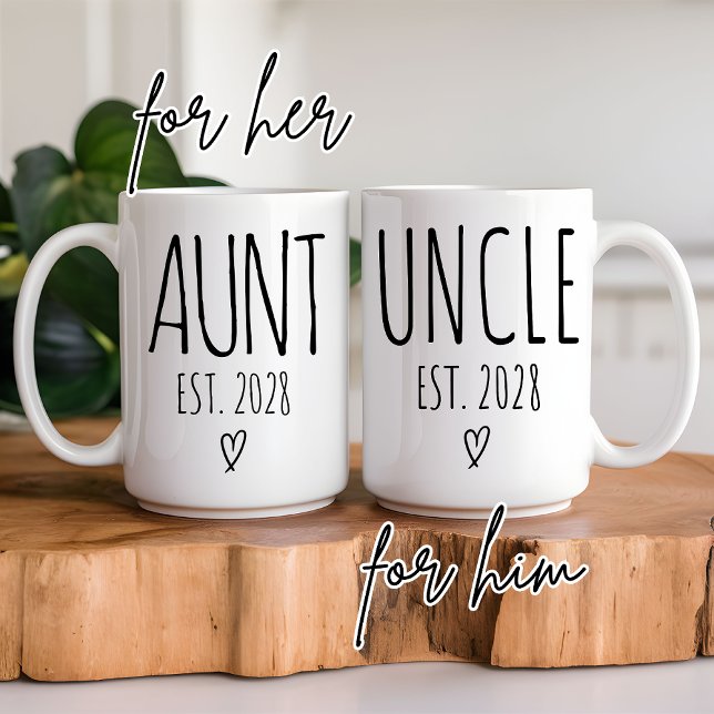 Custom Aunt & Uncle Mug, Baby Announcement Present Coffee Mug (aunt mug, uncle mug, aunt uncle gift, personalized aunt mug, personalized uncle mug, aunt uncle MUG)