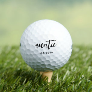 Custom Auntie Est. Modern Brush Script Typography Golf Balls