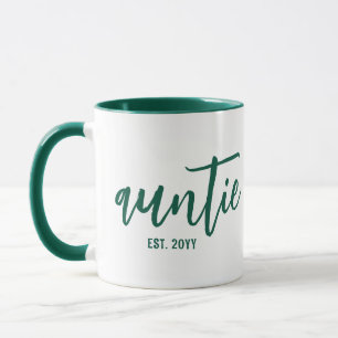 Custom Auntie Est. Modern Brush Script Typography Mug