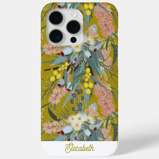 Custom Aussie Native Bush Blooms Mustard Yellow Case-Mate iPhone Case (Back)