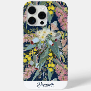 Custom Aussie Native Bush Blooms Royal Blue iPhone 15 Pro Max Case