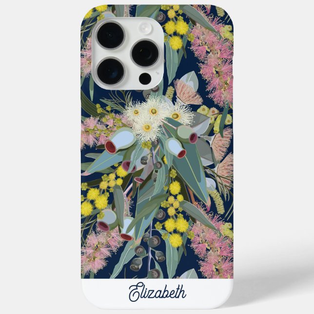 Custom Aussie Native Bush Blooms Royal Blue Case-Mate iPhone Case (Back)