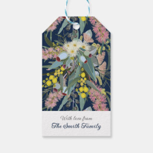 Custom Aussie Native Bush Blooms Royal Blue Gift Tags