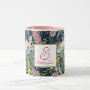 Custom Aussie Native Bush Blooms Royal Blue Mug