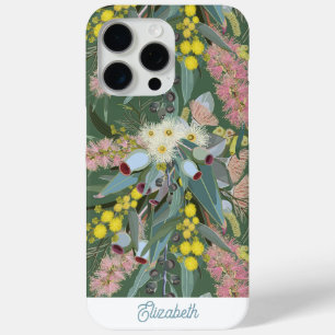 Custom Aussie Native Bush Blooms Vintage Green iPhone 15 Pro Max Case