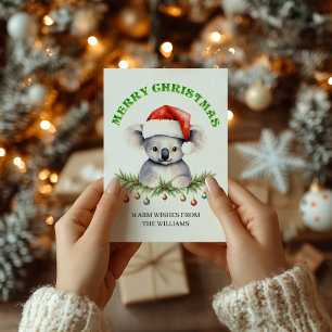 Custom Aussie Wildlife Koala Family Christmas Card