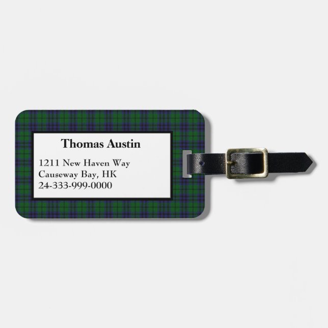 Custom Austin Tartan Plaid Luggage Tag (Front Horizontal)