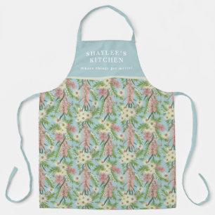 Custom Australian Bottlebrush Country Garden Blue Apron