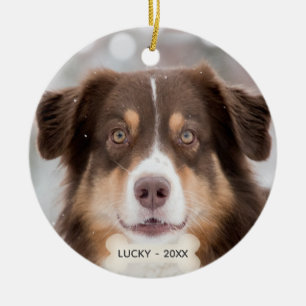 Custom Australian Shepherd Dog Photo Ceramic Tree Decoration