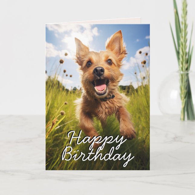 Custom Australian Terrier Happy Birthday Card (Front)