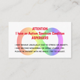 Custom Autism Alert Cards For Organisation/Group