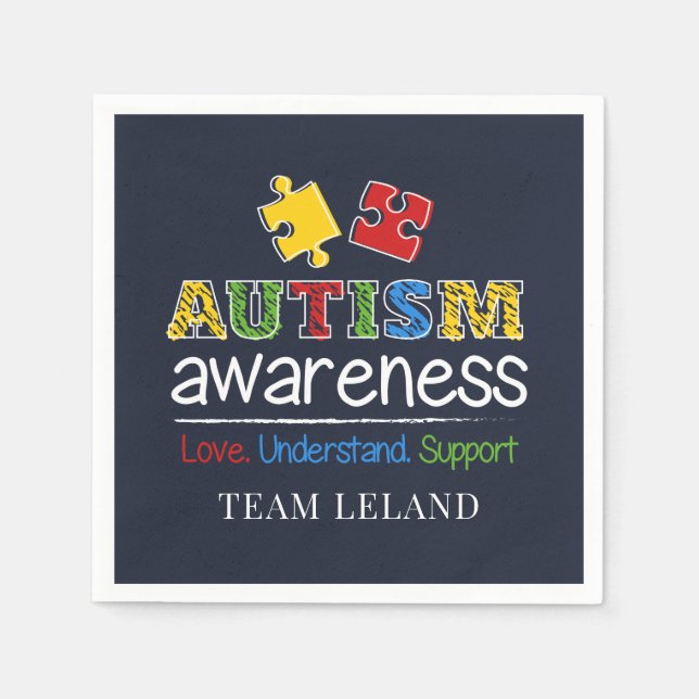 Custom Autism Awareness Love Understand Support Napkin (Front)