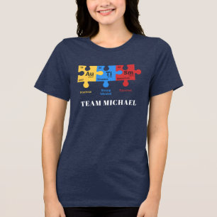 Custom Autism Awareness Matching Family Mum Tri-Blend Shirt