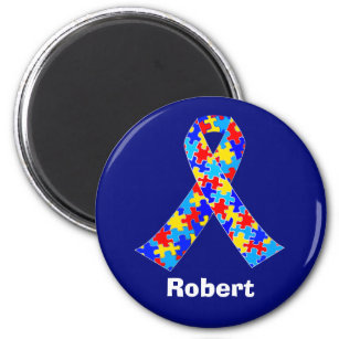 Custom Autism Awareness Ribbon Blue Personalized Magnet