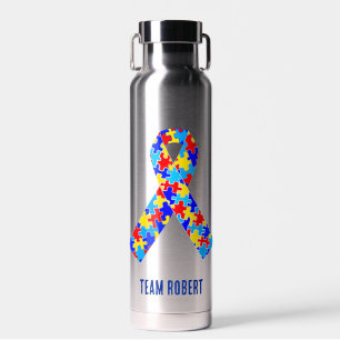 Custom Autism Awareness Ribbon Cute Personalised Water Bottle