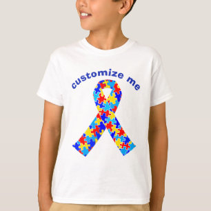 Custom Autism Awareness Ribbon Kids T-Shirt
