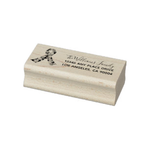 Custom Autism Awareness Ribbon Return Address Rubber Stamp