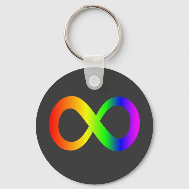 Custom Autism Infinity Rainbow Symbol ID ALERT Key Ring (Front)
