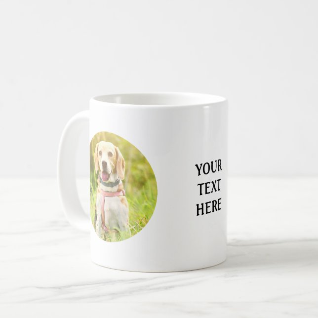 Custom Auto Round Photo and Text Personalised Coffee Mug (Front Left)