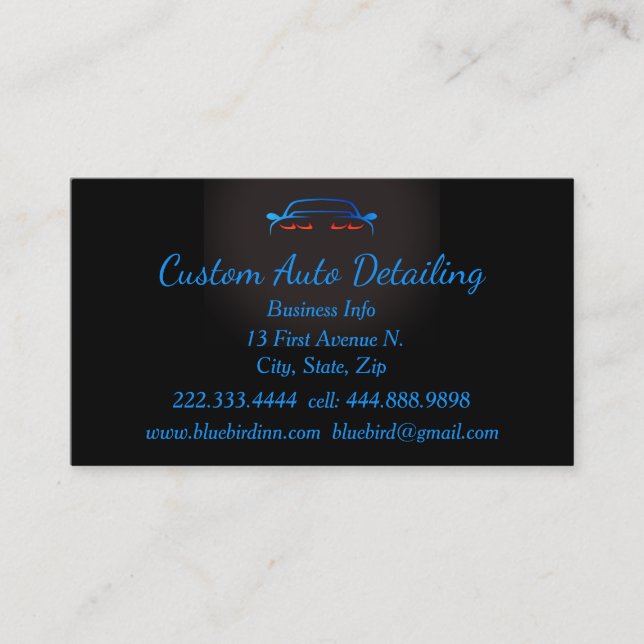 Custom Auto Vehicle Detailer Car Wash Business Car Business Card (Front)