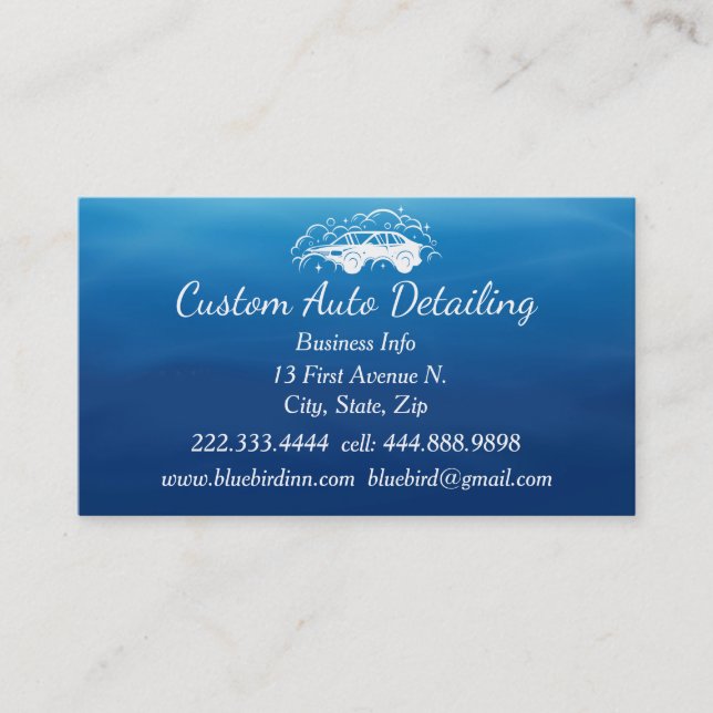 Custom Auto Vehicle Detailer Car Wash Business Card (Front)