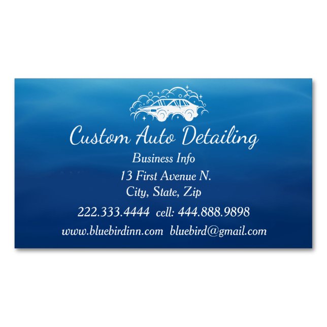 Custom Auto Vehicle Detailer Car Wash  Magnetic Business Card (Front)
