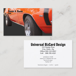 Custom Automotive Occupation Orange Automobile Business Card
