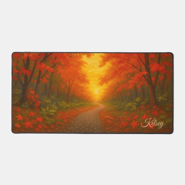 Custom Autumn Desk Mat | Back-to-School Dorm Decor (Front)